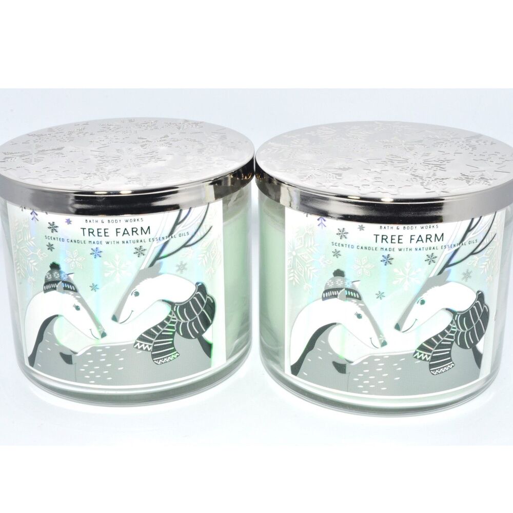 Bath & Body Works 3 Wick Candle TREE FARM X2